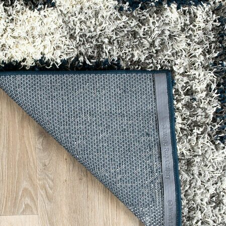 World Rug Gallery Contemporary Abstract Design Plush Shag Area Rug  2'x3' Gray 473NAVY2X3